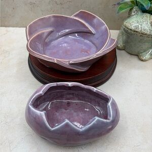 2 Piece Hand Made Lilac Easter / Spring Decor Petal Bowl And Egg Bowl Signed